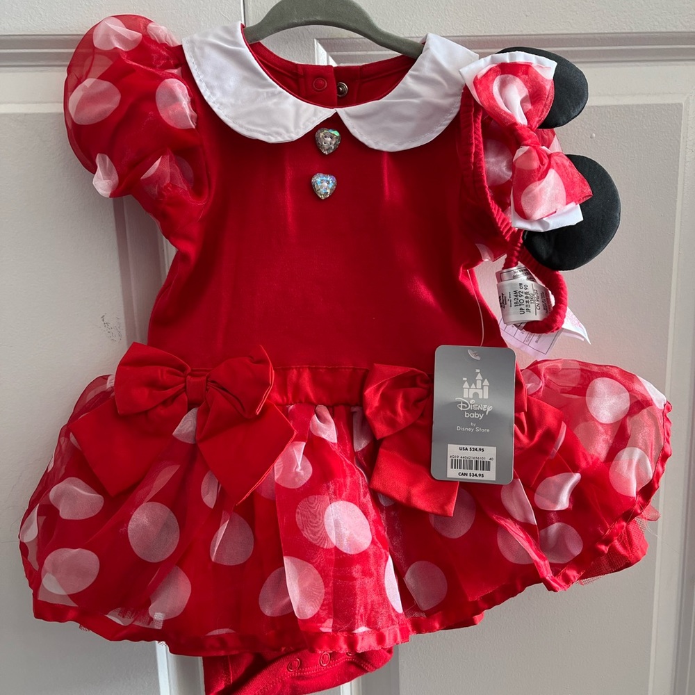 Disney mini mouse outfit with headband 18-24 months — brand new!